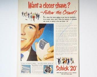 1951 Schick Electric Shaver ad, 1951 Old Grand-Dad Kentucky Straight Bourbon Whisky ad