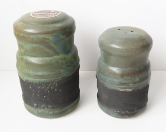 Vintage Laurentian Art Pottery salt & pepper shakers, Rustic artisan tableware