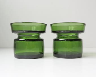 Dansk green glass candle holders Set of 2, MCM tableware