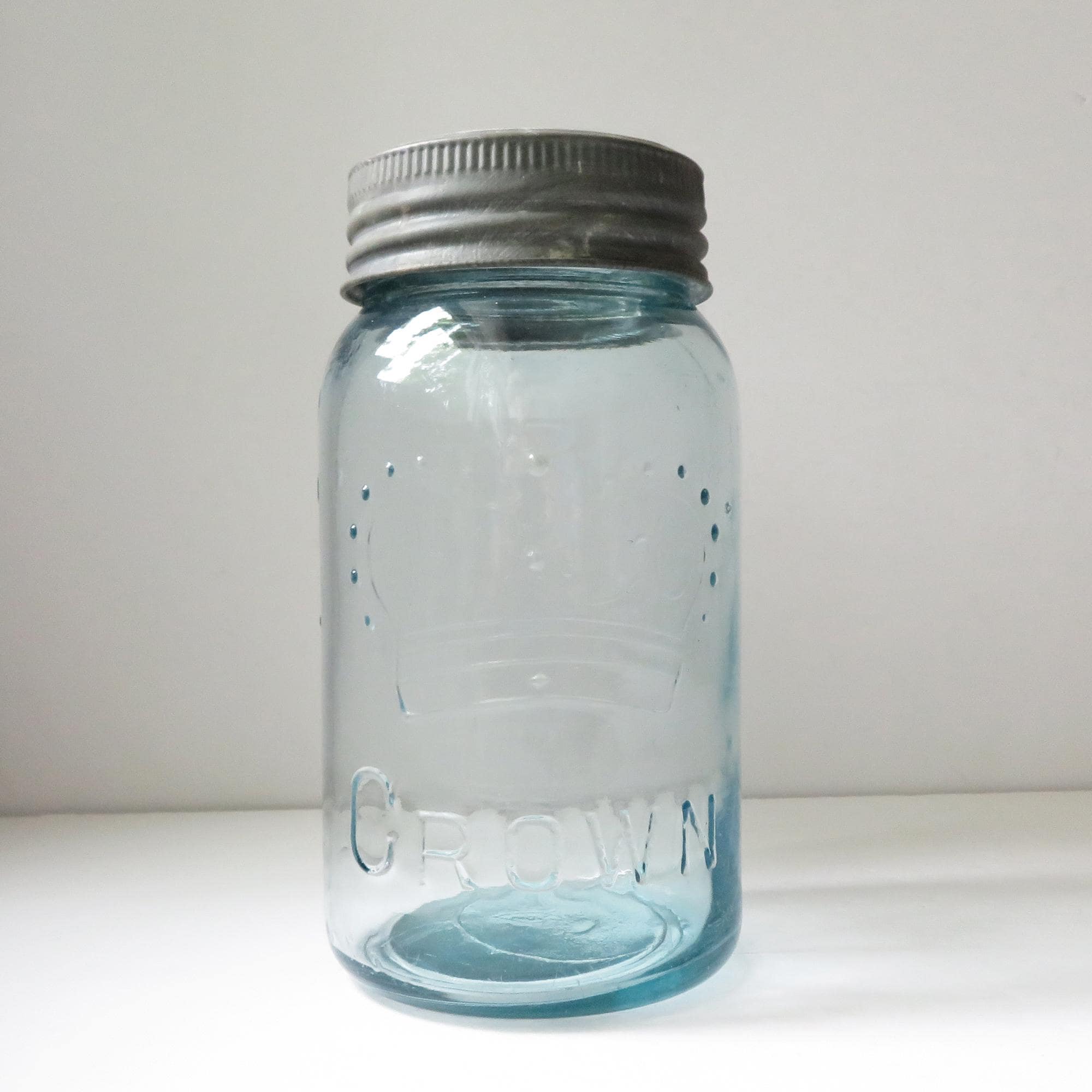 Crown Mason Jar in Aqua, Large Vintage Glass Canning Jar - Etsy