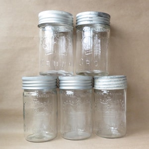 Vintage Crown Mason Jar One Pint, Early 1900s Glass Canning Jar