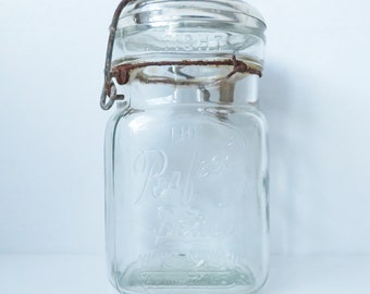 Vintage The Perfect Seal Jar, vintage square canning jar