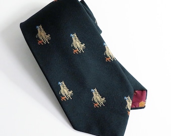 Vintage Men's Necktie with Hunting Theme, Men's Retro Tie
