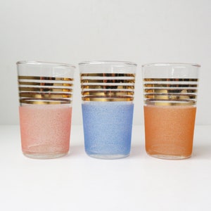 Vintage juice glasses, set of 3 speckled drinking glasses, MCM glassware