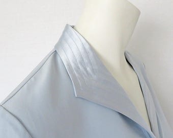 Chemisier en soie Talbots Petites, haut en soie élégant bleu pâle vintage