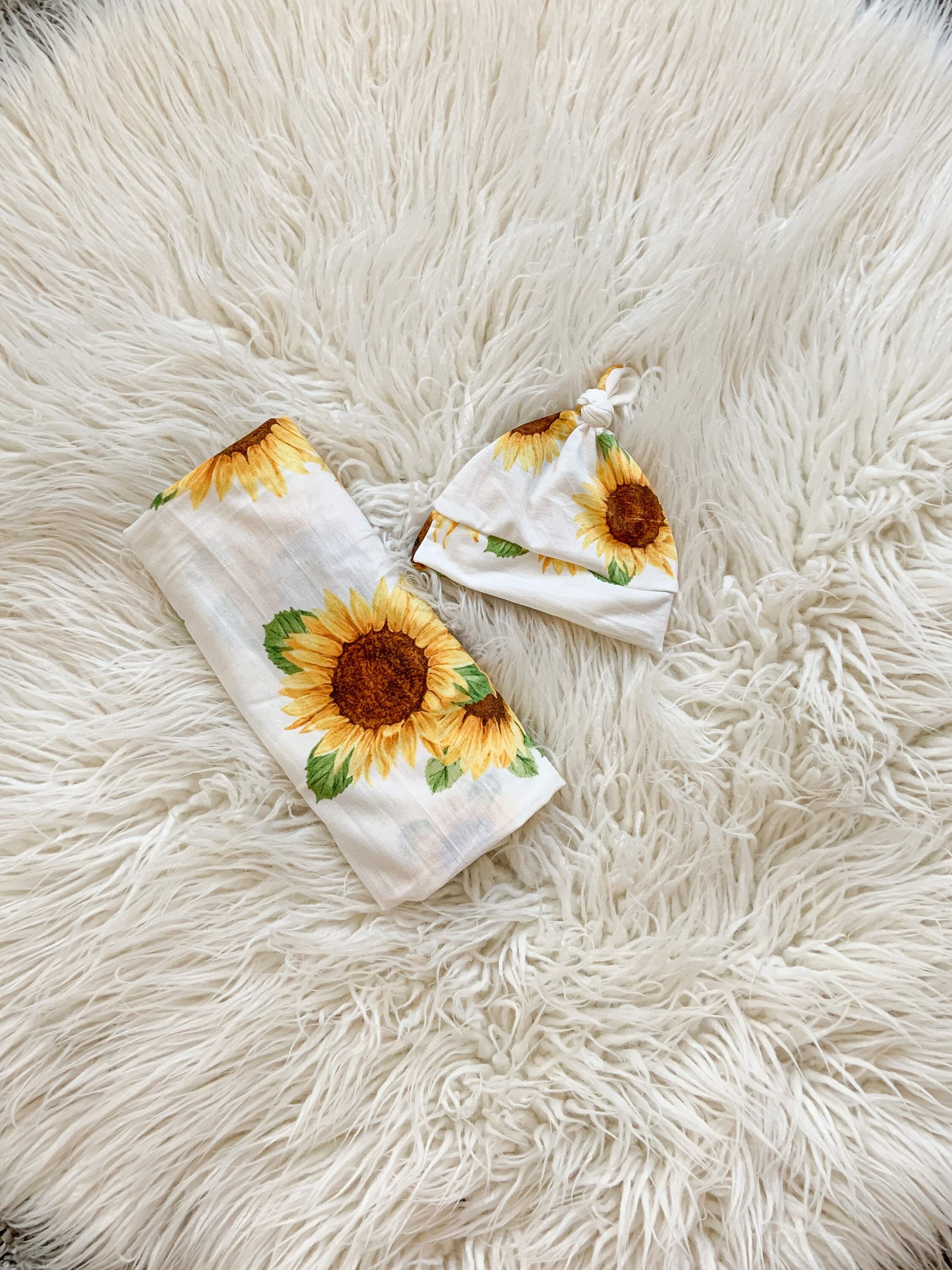 Sunflower swaddle set...baby swaddle and hat Etsy