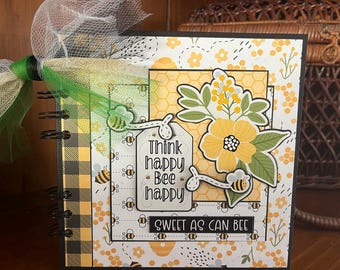 Think Happy Bee Happy - Mini chipboard album