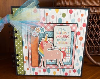 It's All Rainbows & Unicorns on Your Birthday - Completed mini scrapbook album