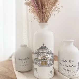 Custom Wedding Venue Vase - Hand Drawn Vase Made To Order - Ceramic Vase With Venue Illustration - Personalised Wedding Gift