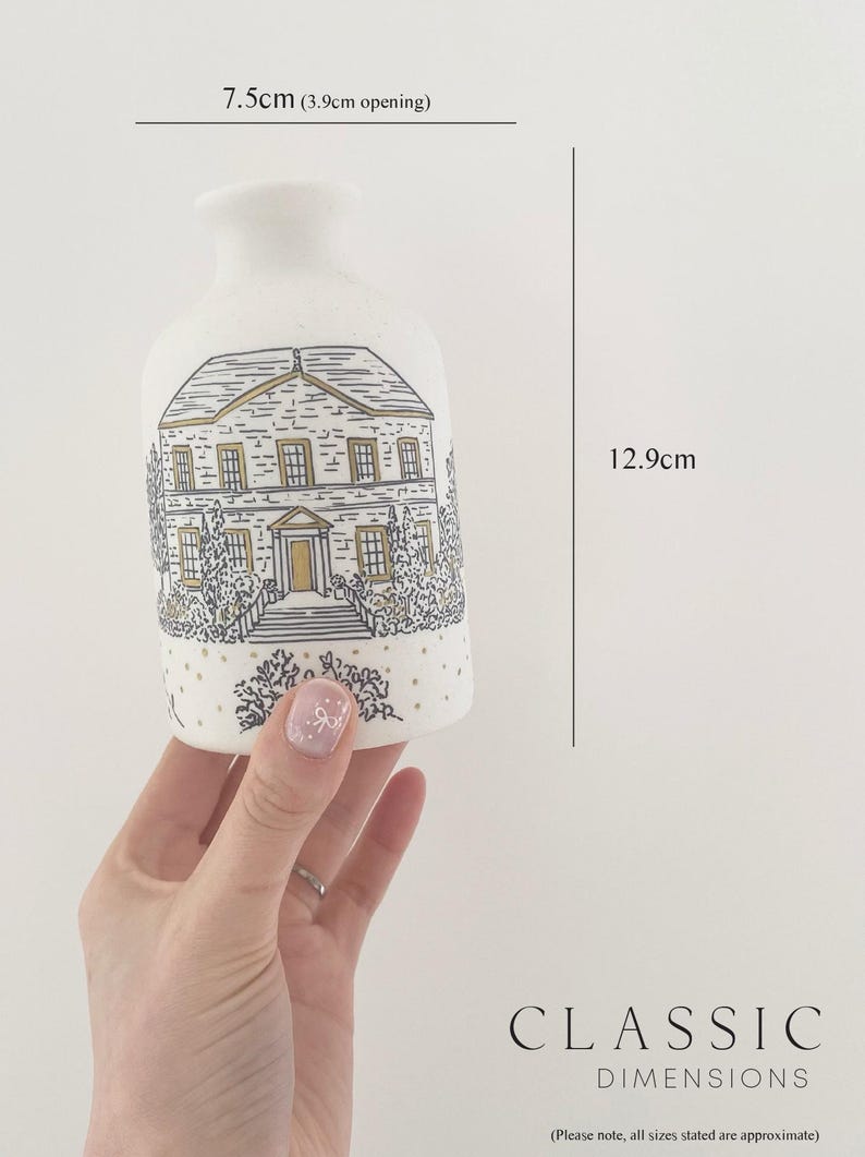 Custom Wedding Venue Vase - Hand Drawn Vase Made To Order - Ceramic Vase With Venue Illustration - Personalised Wedding Gift Classic