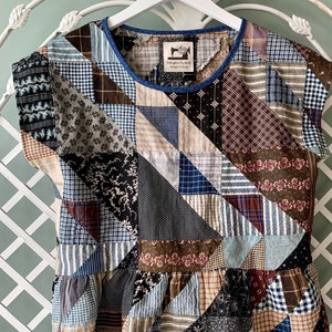 Vintage Quilt Top Blouse—Patchwork Quilt Top Peplum Blouse