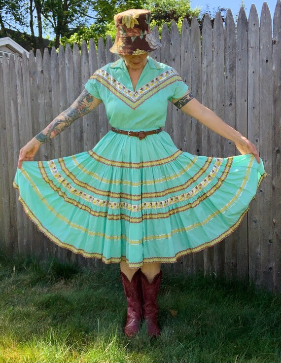 Vintage Patio Dress—vintage square dance dress—Ro… - image 8