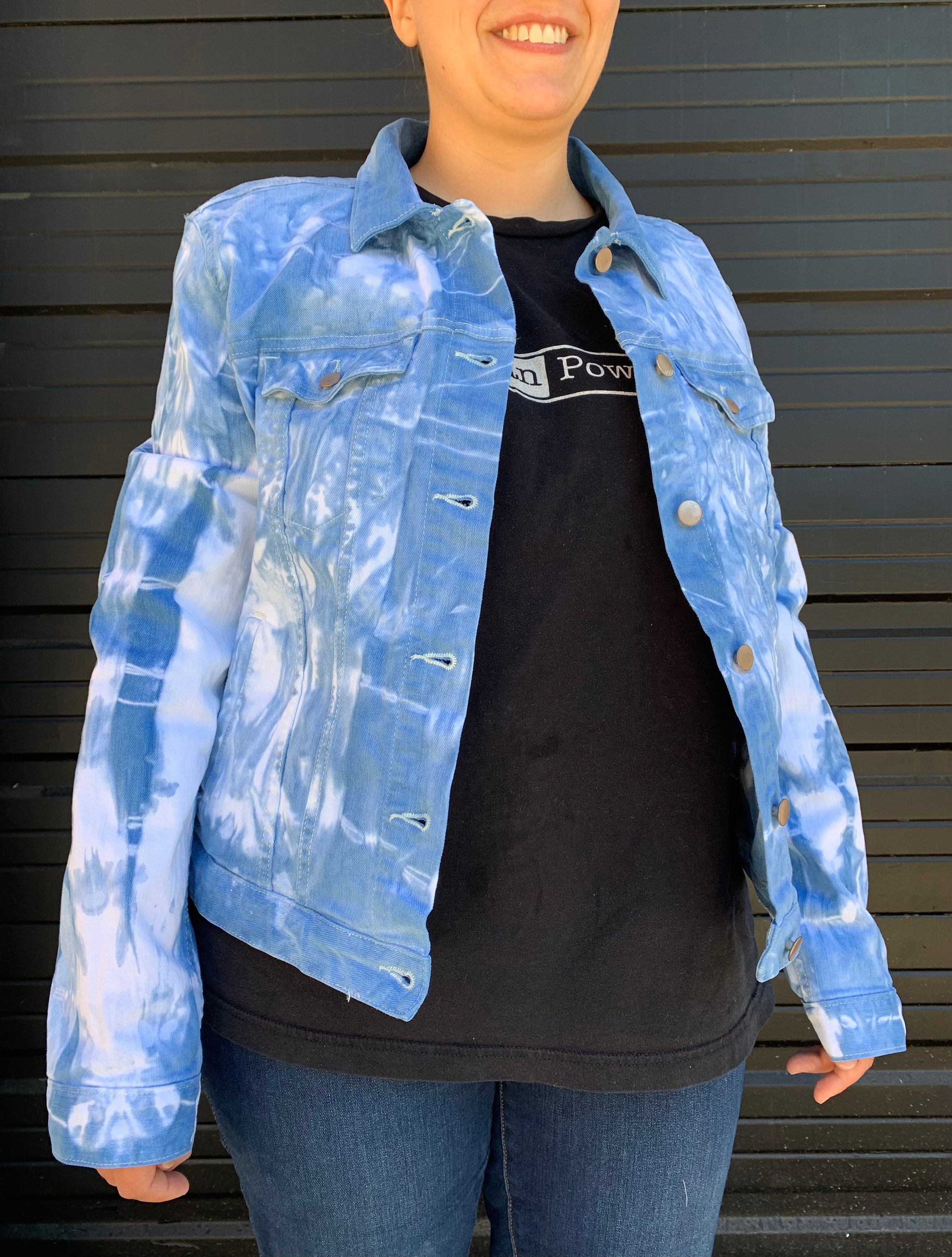 Indigo Tie Dye Denim Jacket Etsy