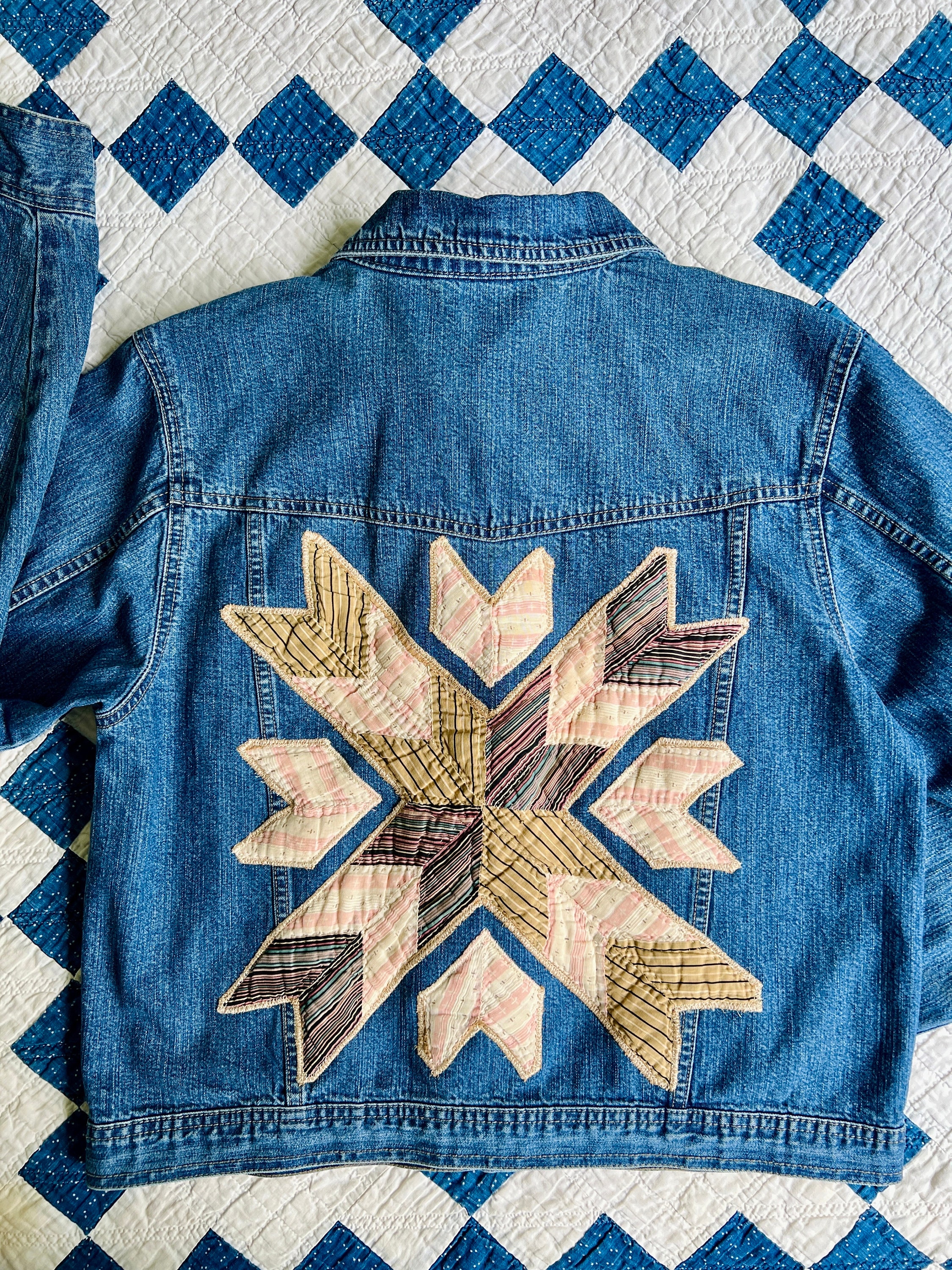 Upcycled Vintage Denim Jacket—with Vintage Quilt Patches - Etsy