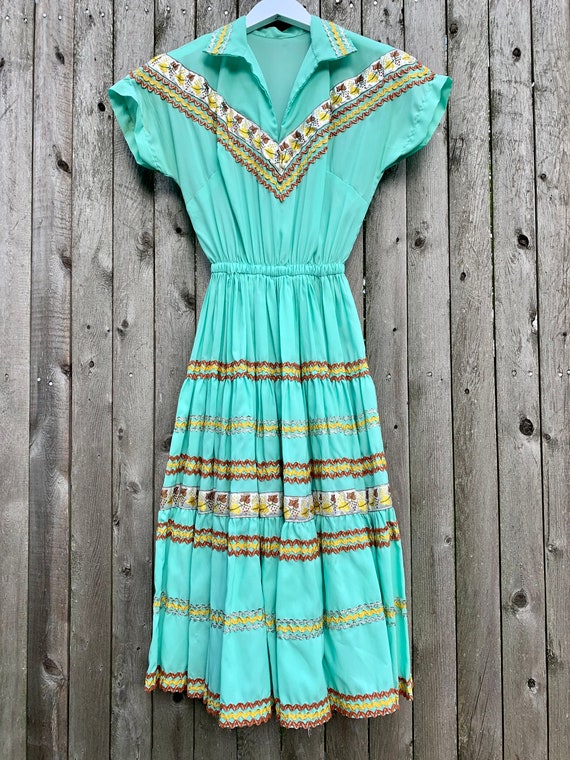 Vintage Patio Dress—vintage square dance dress—Ro… - image 1