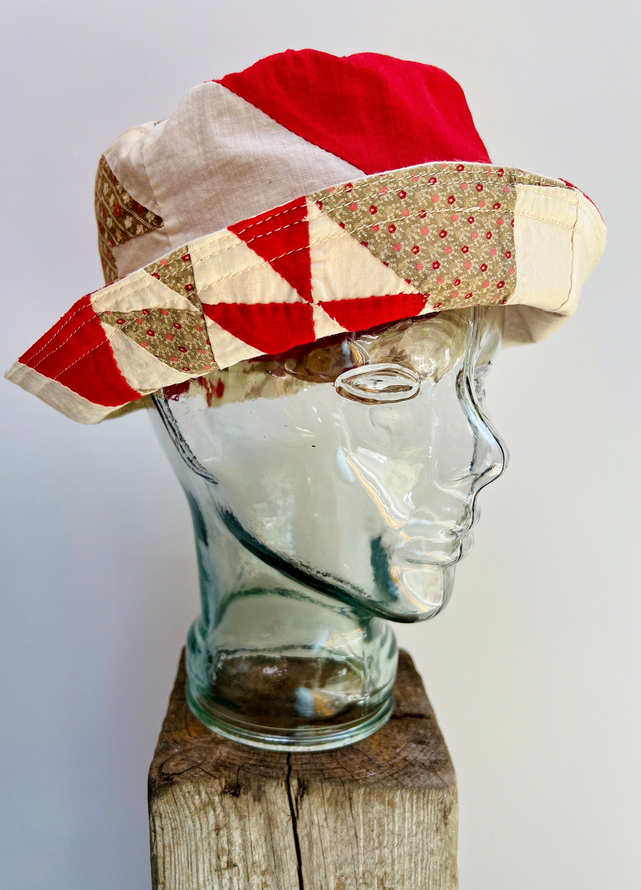 Vintage Suede Patchwork Bucket Hat c. | Ozark | Suede Bucket Hat in Brown Patchwork – COCOBUNNY main image 3