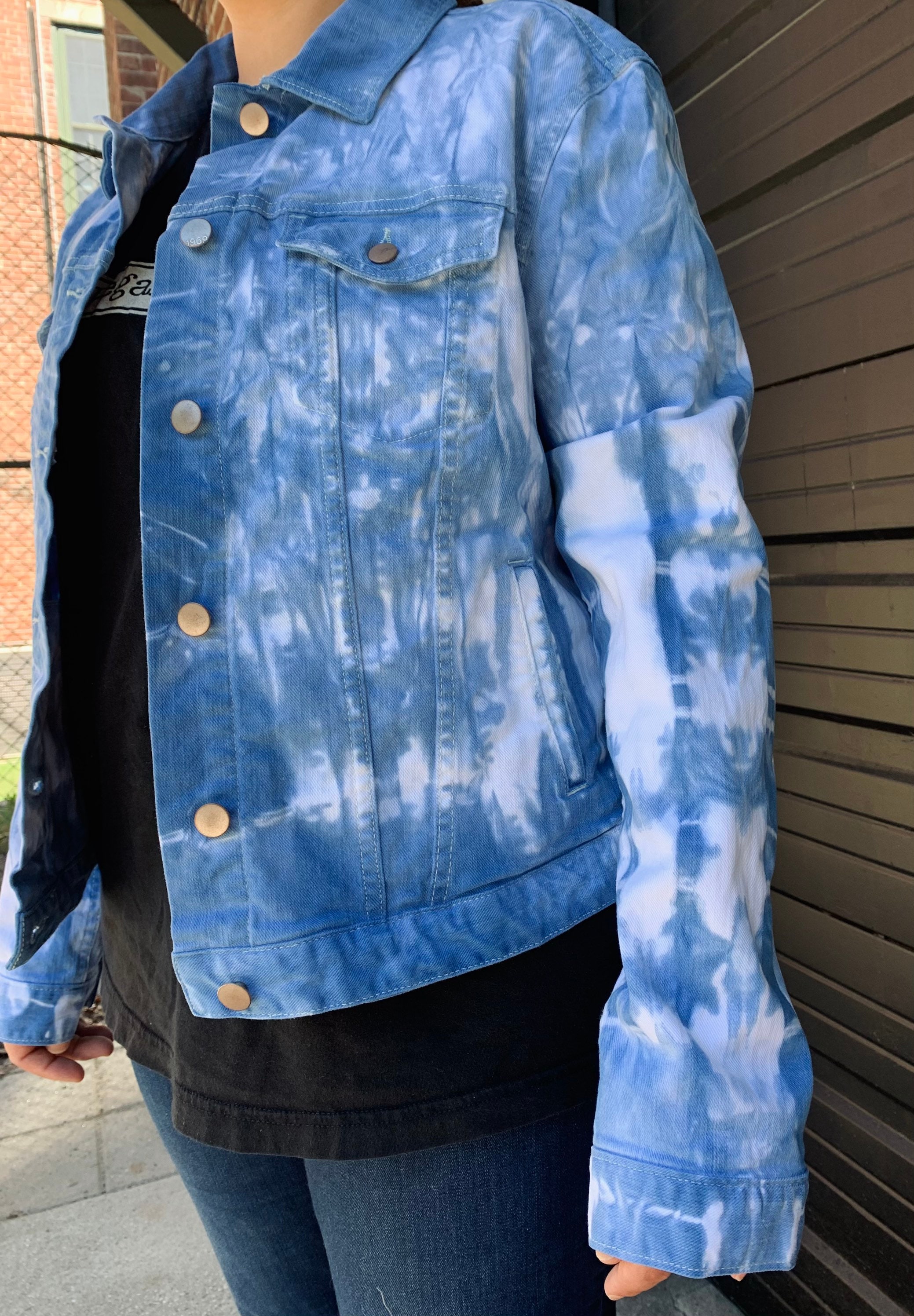 Indigo Tie Dye Denim Jacket Etsy