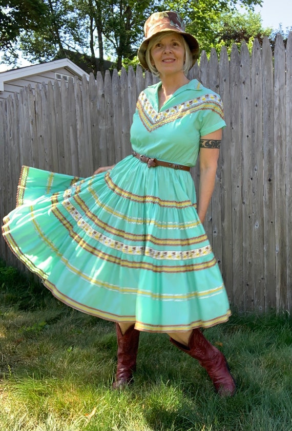 Vintage Patio Dress—vintage square dance dress—Ro… - image 9