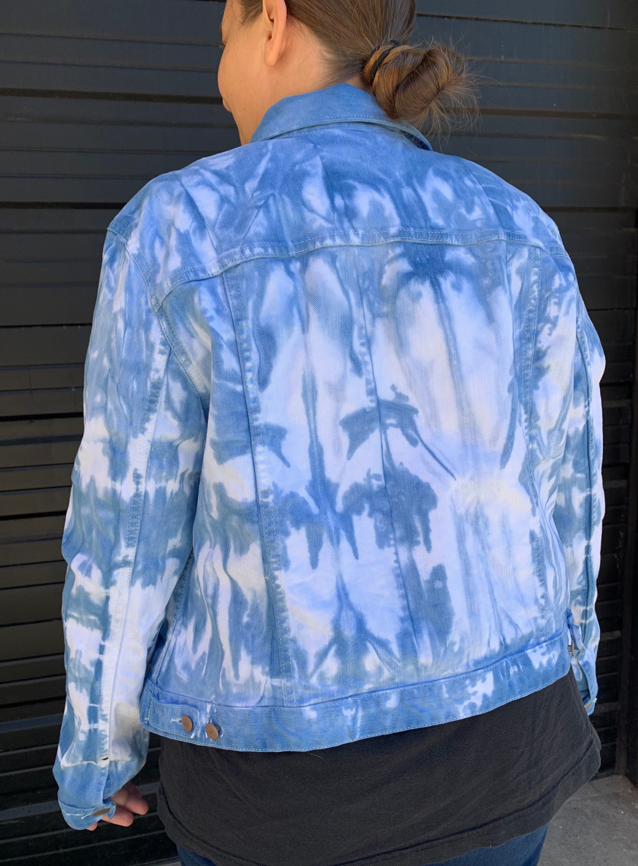 Indigo Tie Dye Denim Jacket Etsy