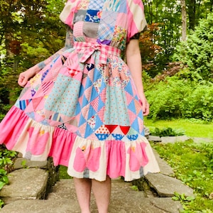 patchwork ruffle chiffon dress Rosy Patchwork Ruffle Maxi Dress