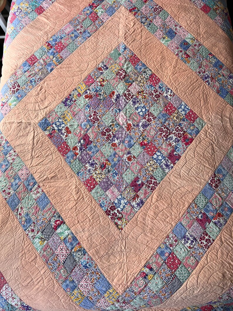 Vintage Boston Commons Quilt1940s Quiltvintage Peach Quilt Etsy
