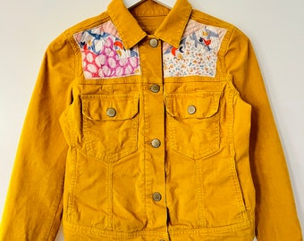 Upcycled Gap Corduroy Jacket with Vintage Quilt Patches