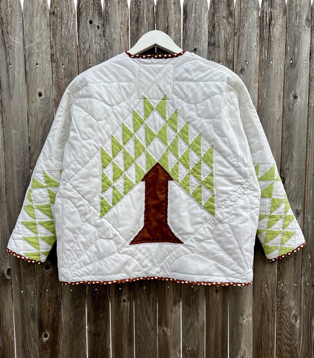 Vintage Quilt Coatmidcentury Pine Tree Quilt Jacket Etsy