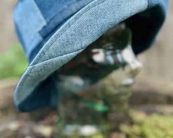 Upcycled Patchwork Denim Sun Hat