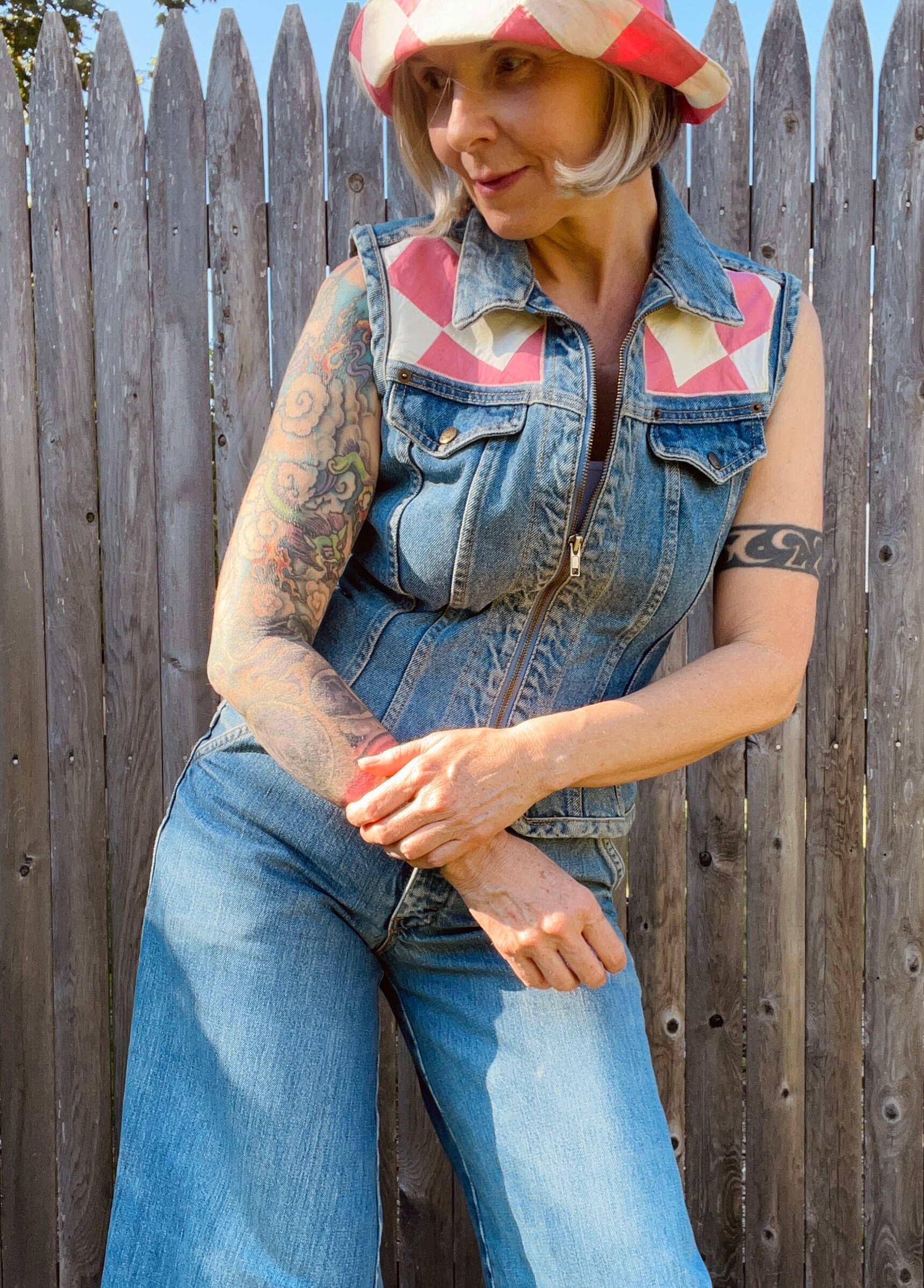 Women Summer Vintage Pure Color Denim Vest Dress