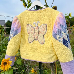 Vintage Quilt Jacket—scrappy yellow quilt coat