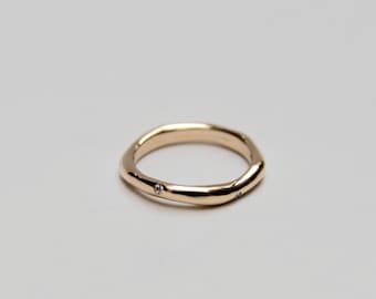 Gold Wedding Band with Diamonds