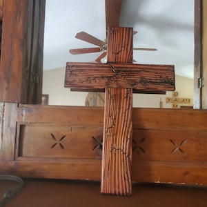 Cross Fractal Wood Art (struck-by-lightning effect)