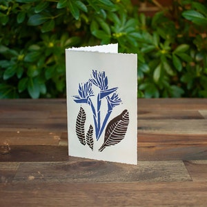 Grußkarte 'Paradiesvogel' Handgedruckter Originaldruck