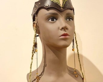 Wikinger Krieger Kopfschmuck - verziert mit 3D-gedruckten Raben-Totenkopf - Made to Order