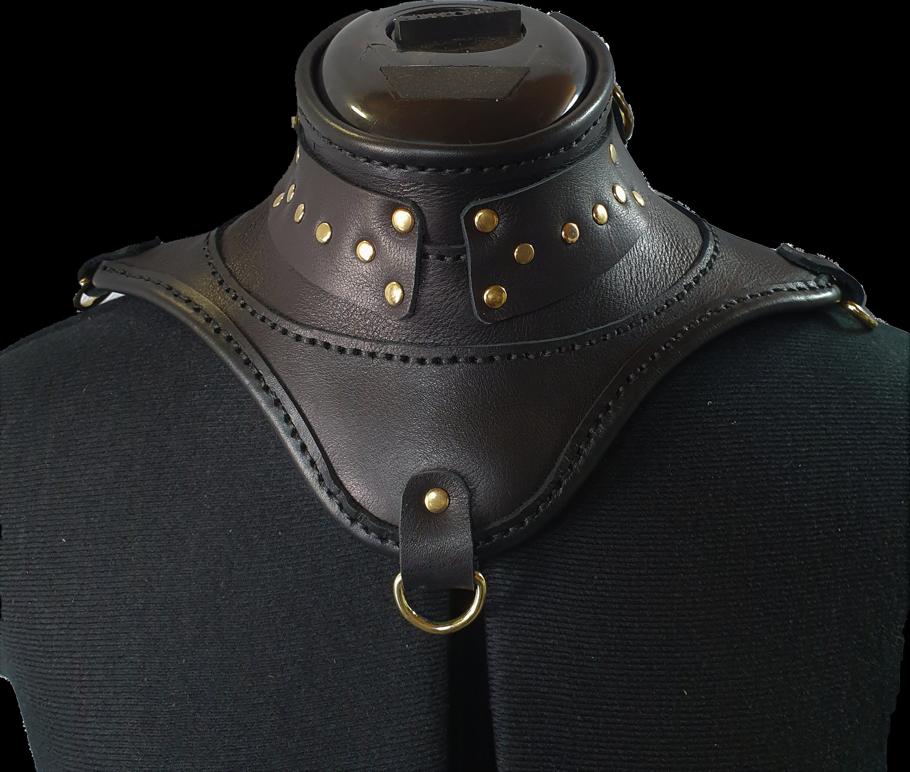 Neck Corset Armor Black Leather Gold Fixtures Etsy Australia