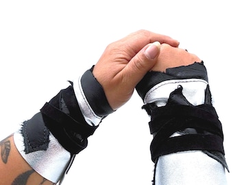 Reclaimed Leather Mystic Warrior Cuffs – Handcrafted Unisex Bracers