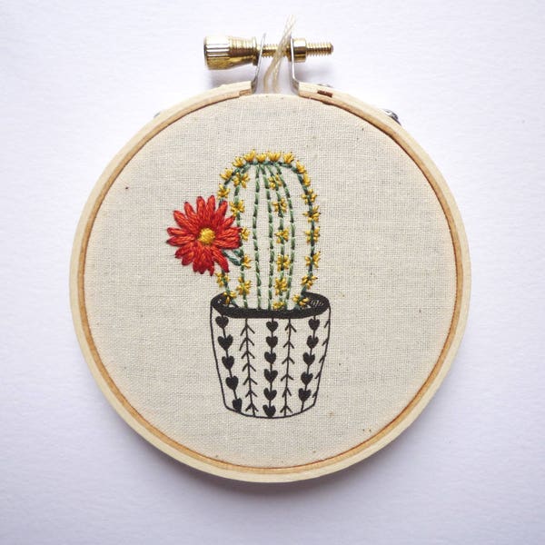 Modern Embroidery, 'Cactus 10' 3 inch Hoop Art
