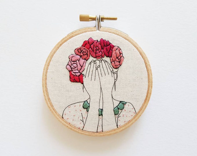 VALENTINES EDIT Floral Crown Embroidery 'thea' 3 Inch Etsy