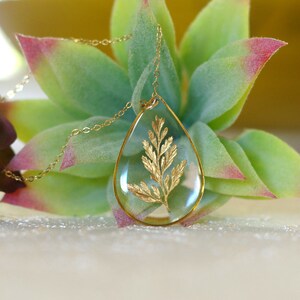Gold Fern Necklace, Botanical Jewelry For Nature Lover, Real Fern Nature Jewelry, Leaf Jewelry Gift For Women