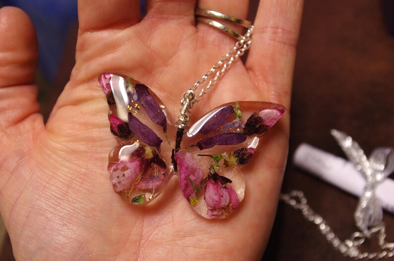 Memorial Flower Necklace Custom Memorial Necklace Pressed Etsy