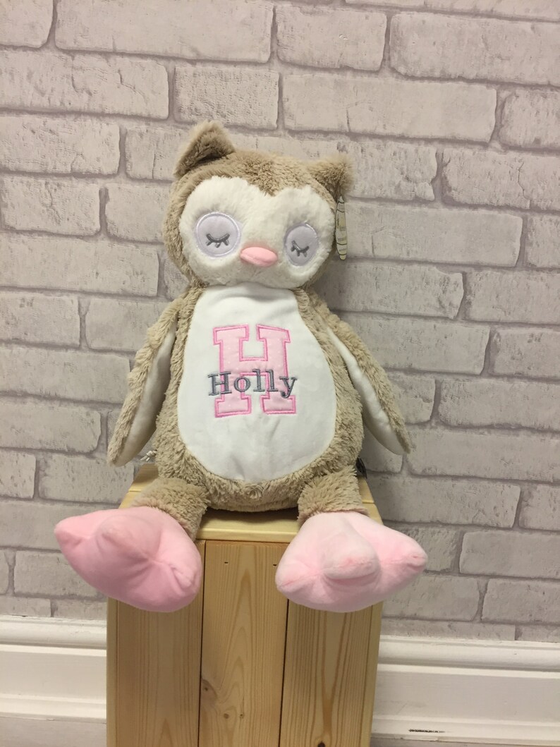 Birthday Announcement Owl Keepsake Newborn baby gift Baby shower gift. Owl Plush Personalised Owl Christening Present