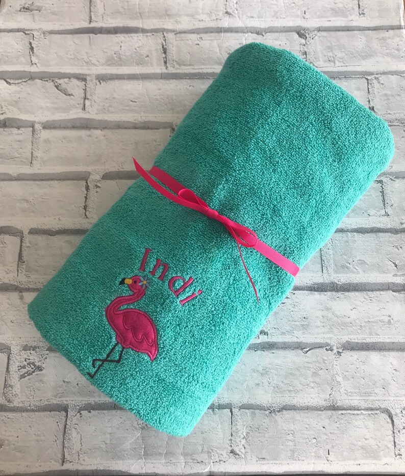 Flamingo Personalised Towel. Swimming towel. Flamingo bath Etsy