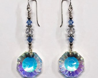 Crystal Starburst Chandelier Earrings in Sterling Silver