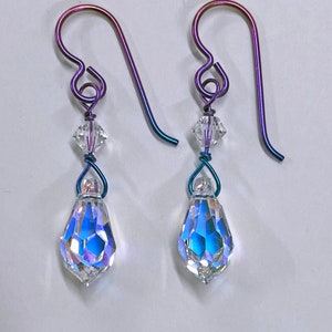 Niobium & Cut AB Crystal Earrings