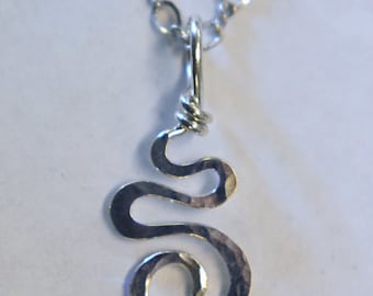 Sterling Silver, Hand Forged, Drop Curl Pendant (Chain included)