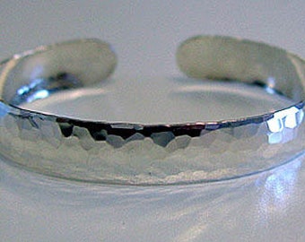 Sterling Silver, 3/8", Solid, Hand Forged Sheet Bracelet