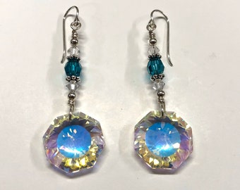 Sterling & Cut Austrian Crystal Chandelier Earrings