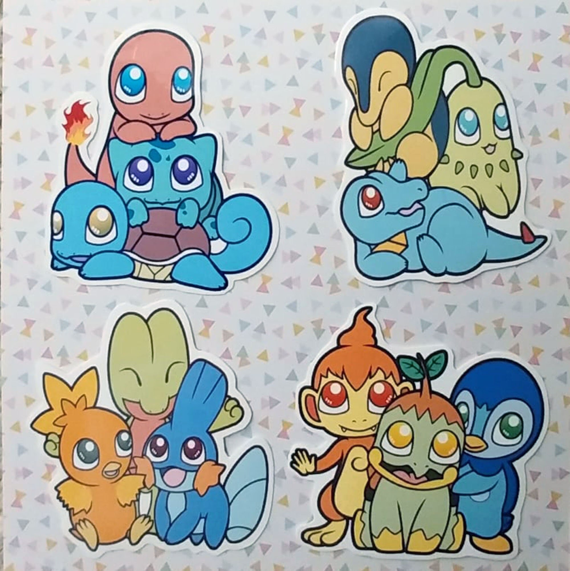 Pokemon Stickers Gen 5-Unova Starters-Snivy, Oshawott and Tepig