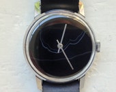 GEMSTONE Watch - Black Agate Watch, Soviet watch , Russian watch, Vintage Watch ,Mens watch, Watch Men, boyfriends watch quot Victory quot