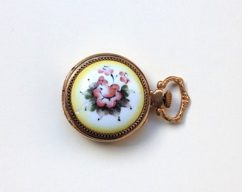 Vintage pendant watch "Chaika", Gold plated watch with enamel , gold watch ,Womens watch, Mechanical watch